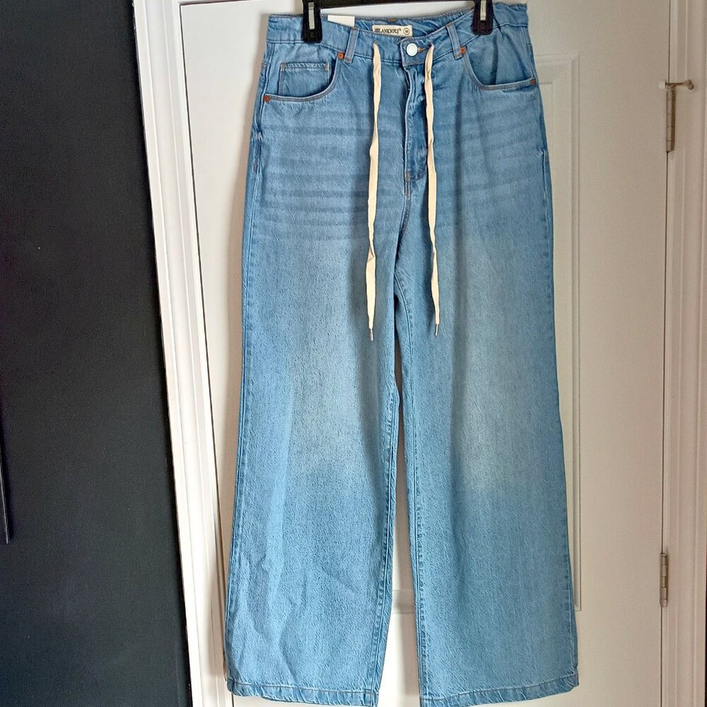 NEW! BLANK NYC FEELING GOOD TIE FRONT WIDE LEG JEANS - Picture 6 of 7